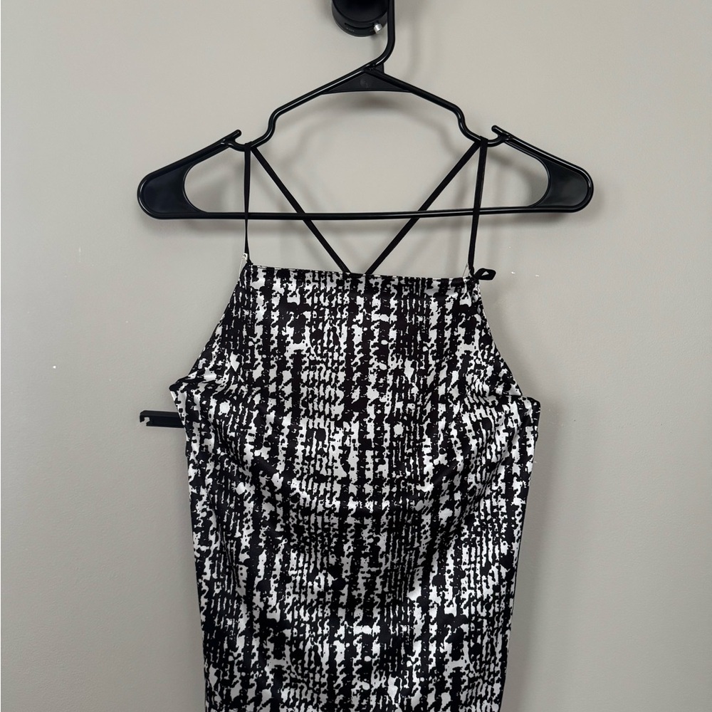 Classified Black and White Halter Bodycon Dress